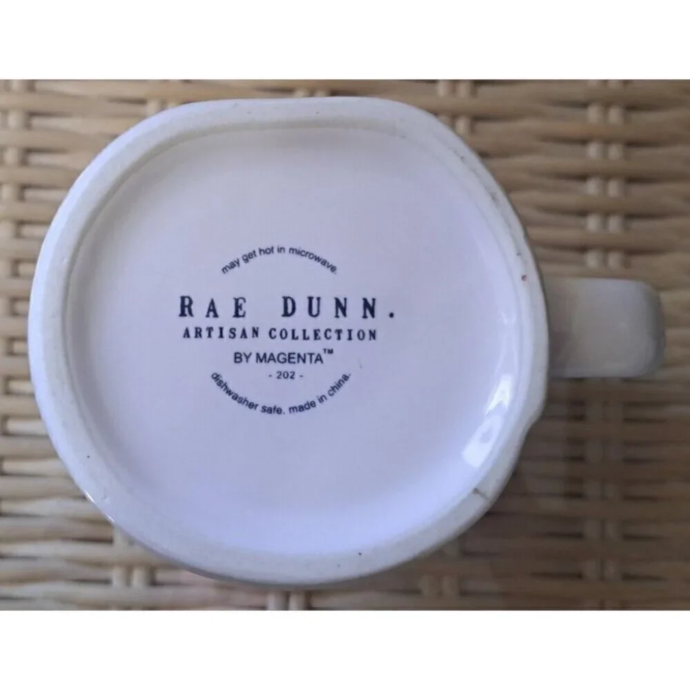 Dunn Hunter Rae Dunn Artisan Collection 20 oz. White Mug Dark Green Lettering